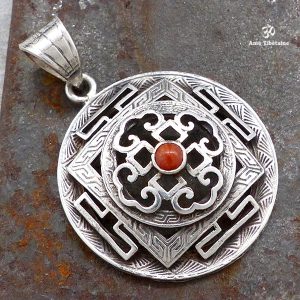 PA395 Pendentif Argent Massif Mandala Corail – Image 3