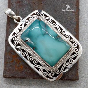 PA172 Pendentif Tibétain Argent Massif Turquoise – Image 2