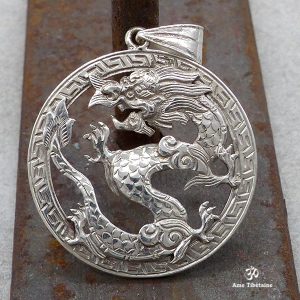 PA181 Pendentif Tibétain Argent Massif Dragon – Image 1