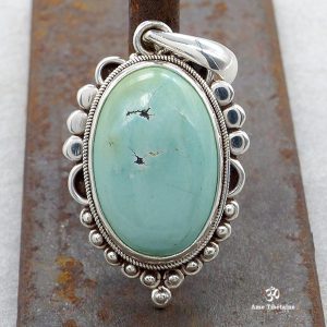 PA365 Pendentif Tibétain Argent Massif Turquoise – Image 1