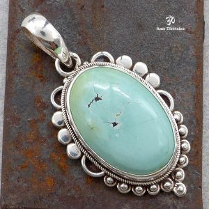 PA365 Pendentif Tibétain Argent Massif Turquoise – Image 3