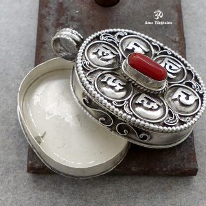 PA390 Pendentif Argent Massif Ghau Mantra Tibétain – Image 3