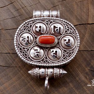 PA265 Pendentif Argent Massif Ghau Mantra Tibétain Om Mani Padme Hum – Image 1