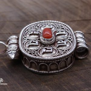 PA265 Pendentif Argent Massif Ghau Mantra Tibétain Om Mani Padme Hum – Image 3