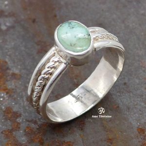BA297 Bague Tibétaine Argent Massif Turquoise. Taille 51 – Image 2