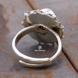 BA278 Bague Tibétaine Argent Massif Pierre de Lune. Taille Réglable – Image 5