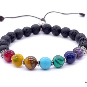 BrMala304 Bracelet Mala 7 Chakras Pierre de Lave – Image 6