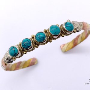 BRD344 Bracelet Tibétain Métal Argenté Cuivre Laiton – Image 1