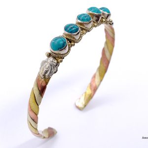 BRD344 Bracelet Tibétain Métal Argenté Cuivre Laiton – Image 2