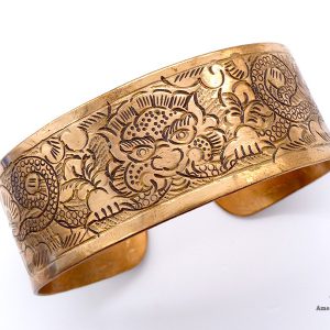 BRD385 Bracelet Tibétain Cuivre Chhepu Astamangala Signes Auspicieux du Bouddhisme – Image 1