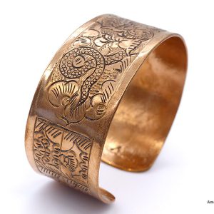 BRD385 Bracelet Tibétain Cuivre Chhepu Astamangala Signes Auspicieux du Bouddhisme – Image 2