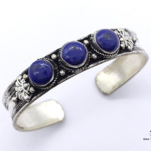 BRD352 Bracelet Tibétain Métal Argenté – Image 1