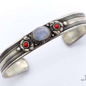 BRD353 Bracelet Tibétain Métal Argenté – Image 1