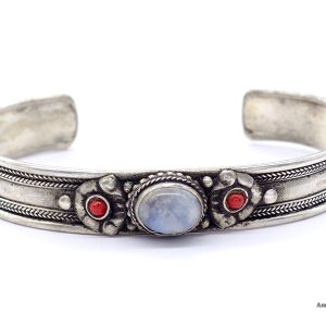 BRD353 Bracelet Tibétain Métal Argenté – Image 5
