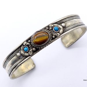 BRD354 Bracelet Tibétain Métal Argenté – Image 1