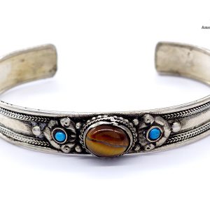 BRD354 Bracelet Tibétain Métal Argenté – Image 5