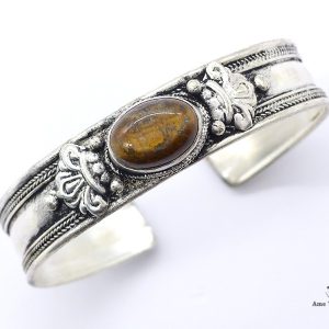 BRD356 Bracelet Tibétain Métal Argenté – Image 1