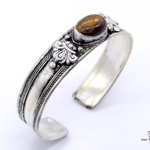 BRD356 Bracelet Tibétain Métal Argenté – Image 5