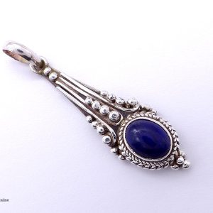 PA233 Pendentif Tibétain Argent Massif Lapis Lazuli – Image 2
