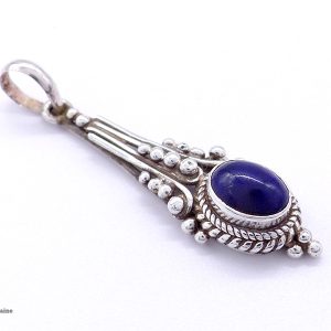 PA233 Pendentif Tibétain Argent Massif Lapis Lazuli – Image 3