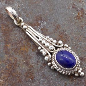 PA233 Pendentif Tibétain Argent Massif Lapis Lazuli – Image 5